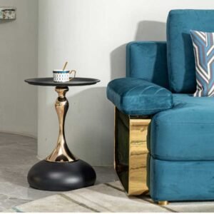 Luxury Round End Table with Gold Base